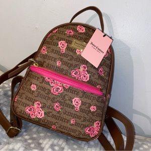Juicy Couture brown and pink rose bloom backpack